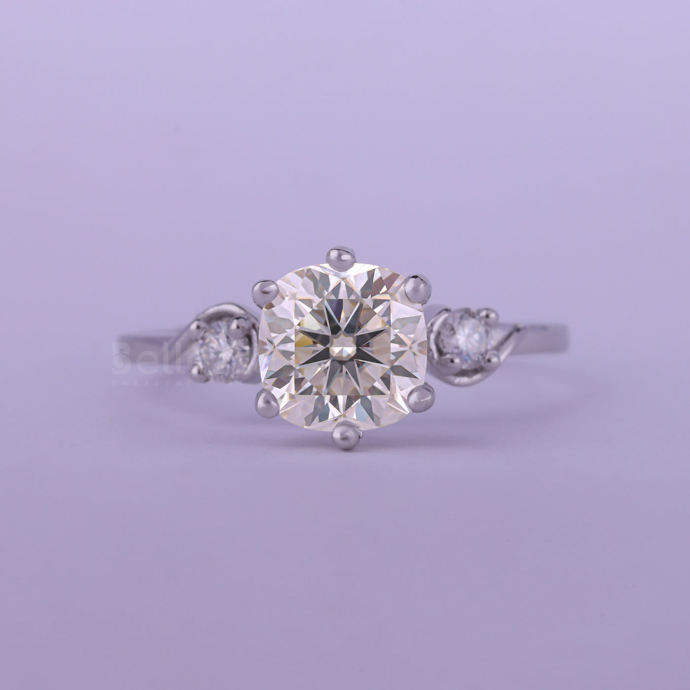 1.50CT Cushion Cut Unique Three Stone Moissanite Engagement Ring