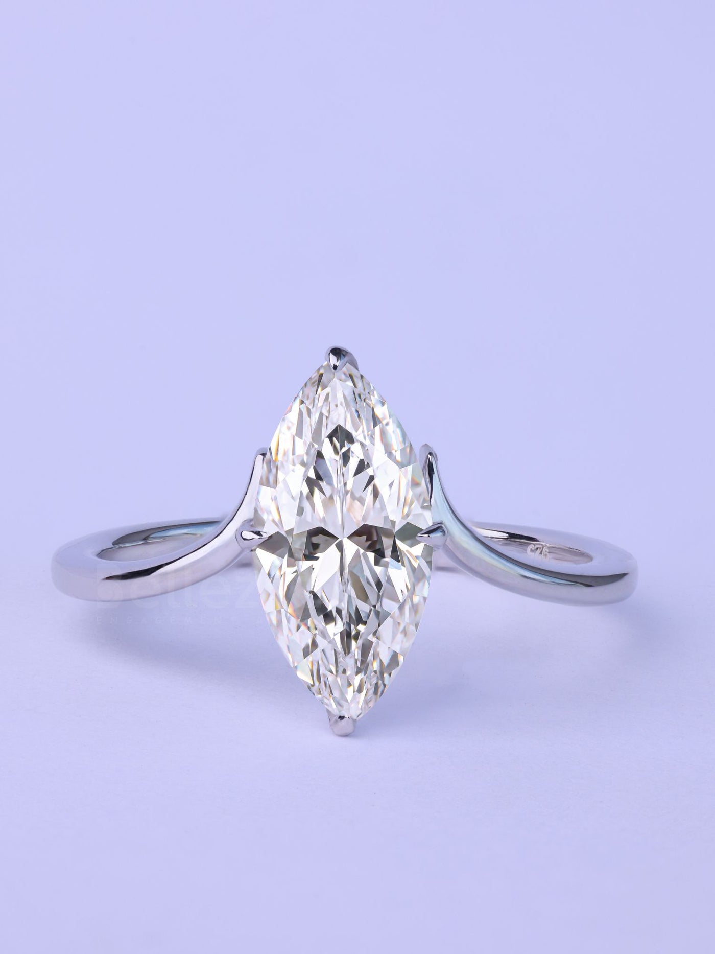 1.50CT Marquise Cut Unique Solitaire Moissanite Engagement Ring