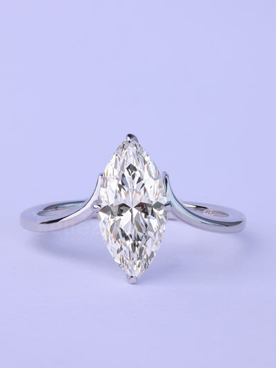 1.50CT Marquise Cut Unique Solitaire Moissanite Engagement Ring