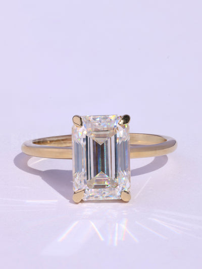 1.0CT Emerald Cut Hidden Halo Moissanie Timeless Engagement Ring