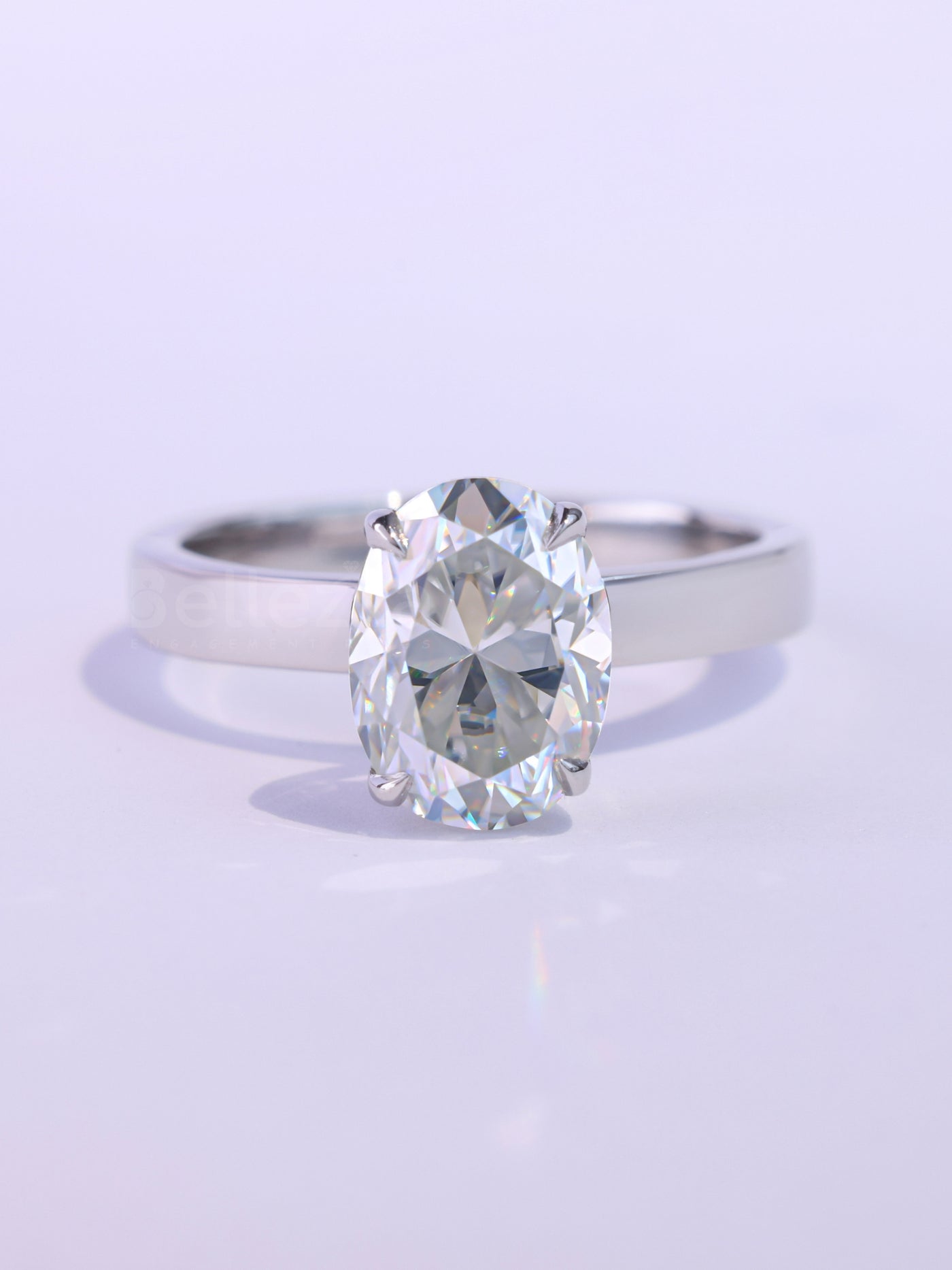 1.0CT Oval Cut Classic Solitaire Wide Band Engagement Ring