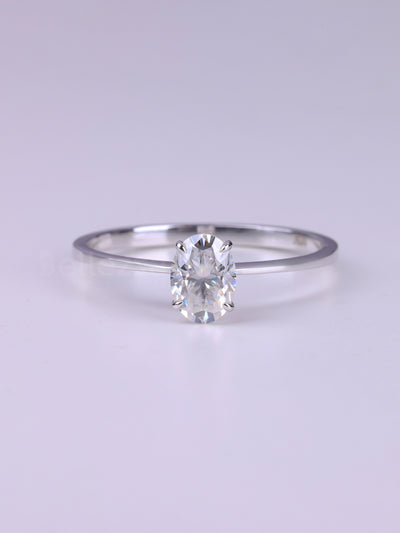 1.0CT Oval Cut Minimalist Solitaire Engagement Ring