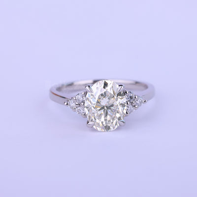 1.0CT Oval Cut Cluster Diamond Moissanite Engagement Ring