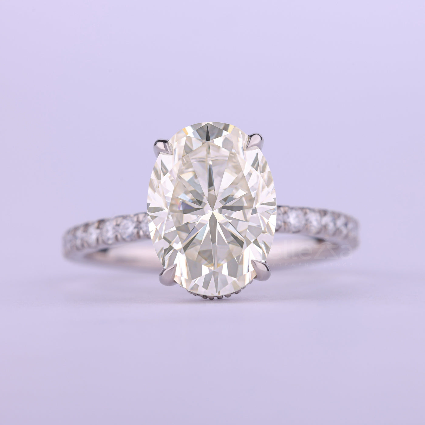1.50CT Oval Cut Hidden Halo Moissanite Engagement Ring