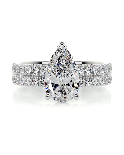 2.0 CT Pear Solitaire & Pave F-VS CVD Diamond Bridal Set