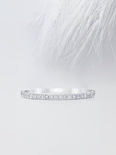 Round Cut Micro Pave Eternity Diamond Wedding Band For Women