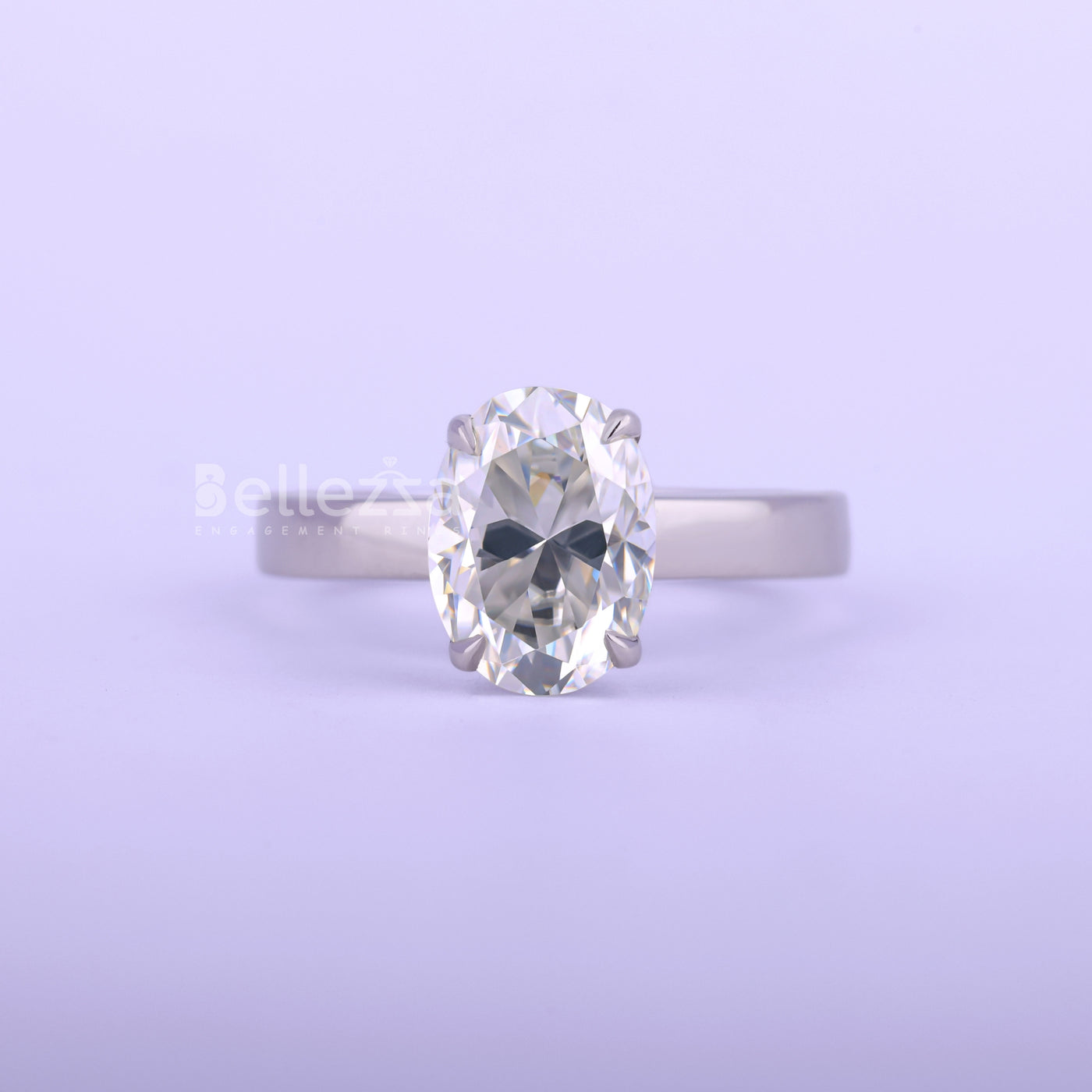 2.0CT Oval Cut Wide Band Moissanite Engagement Ring - Ready To Ship