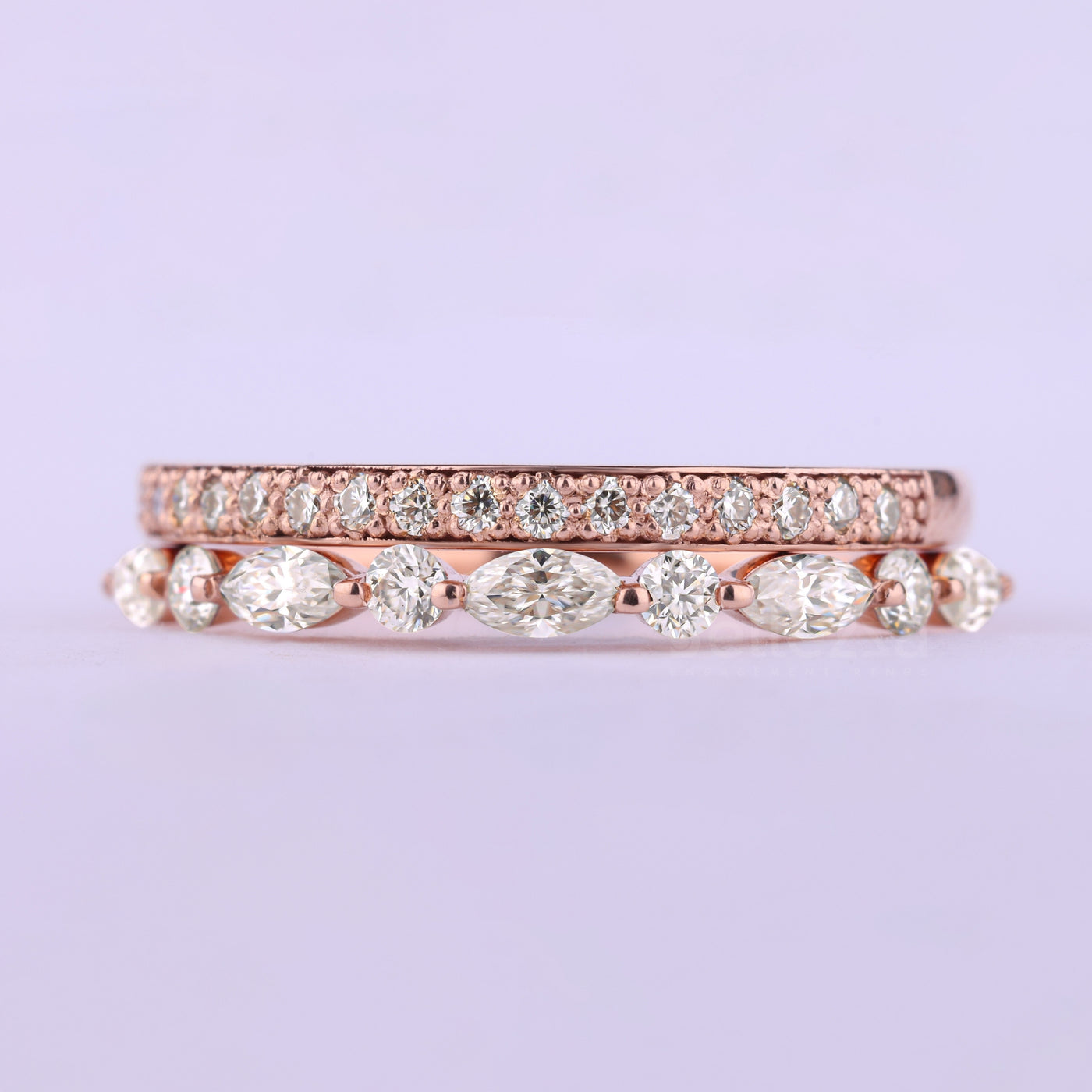 Round & Marquise Cut Half Eternity Two Moissanite Wedding Bands