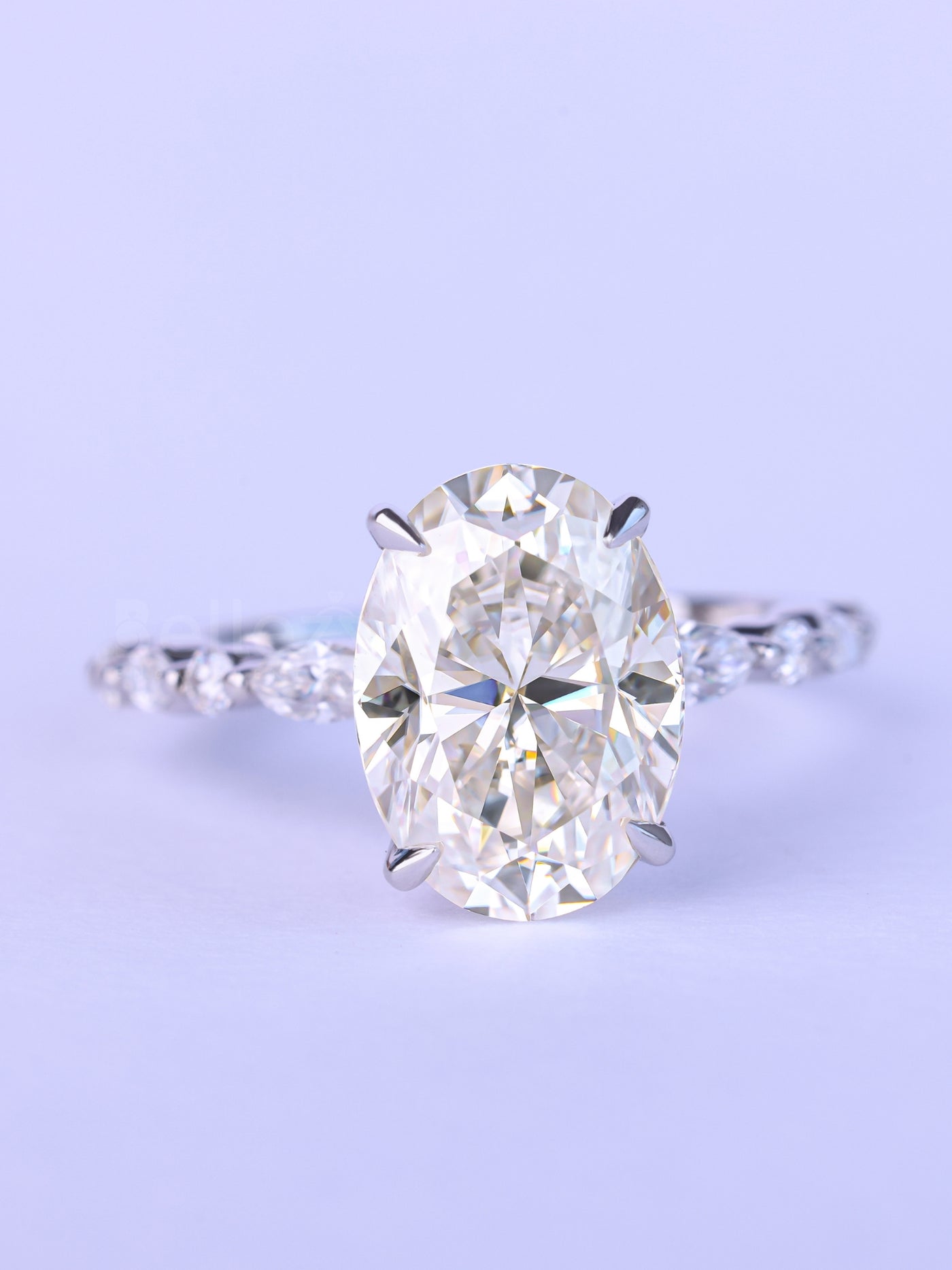 1.50CT Oval Cut Diamond Pave Setting Moissanite Engagement Ring