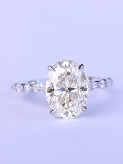 1.50CT Oval Cut Diamond Pave Setting Moissanite Engagement Ring