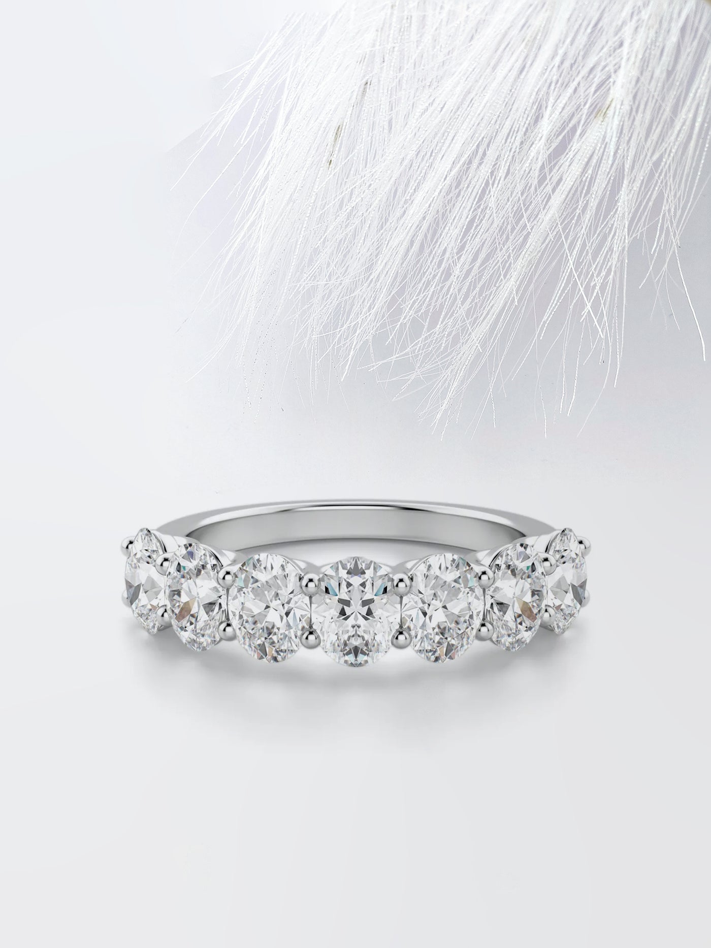 Oval Cut Seven Stone Wedding Band For Women