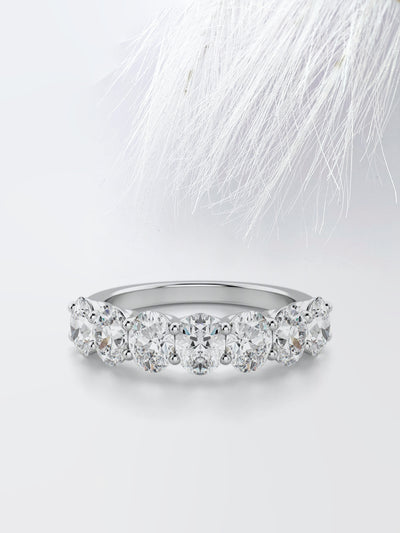 Oval Cut Seven Stone Wedding Band For Women
