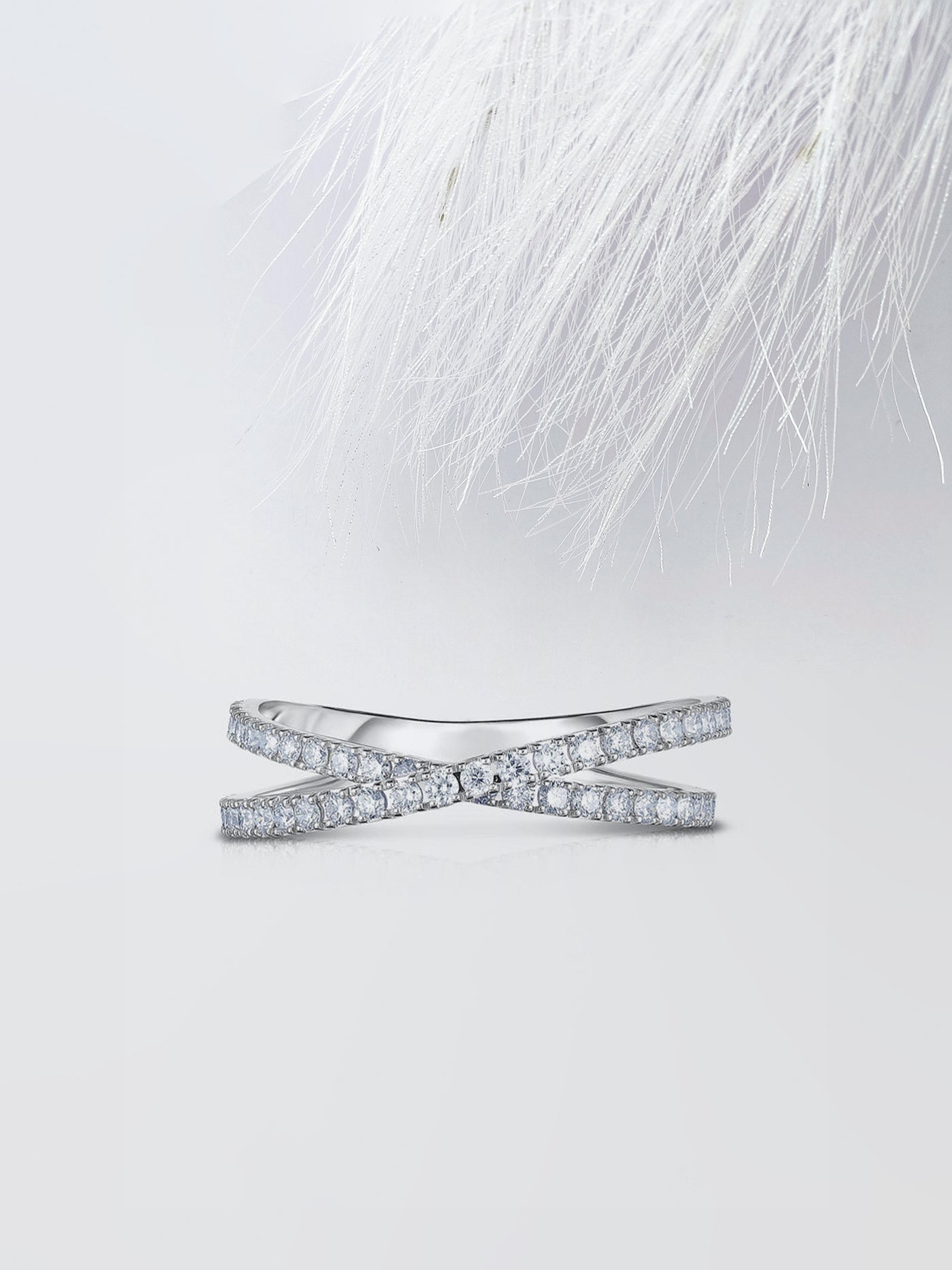 Round Cut Criss Cross Diamond Wedding Band For Women