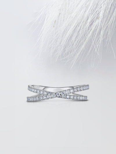 Round Cut Criss Cross Diamond Wedding Band For Women