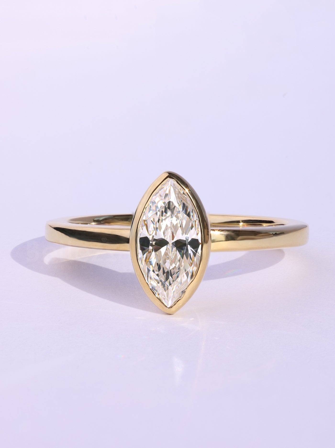 1.0CT Marquise Cut Bezel Setting Moissanite Engagement Ring