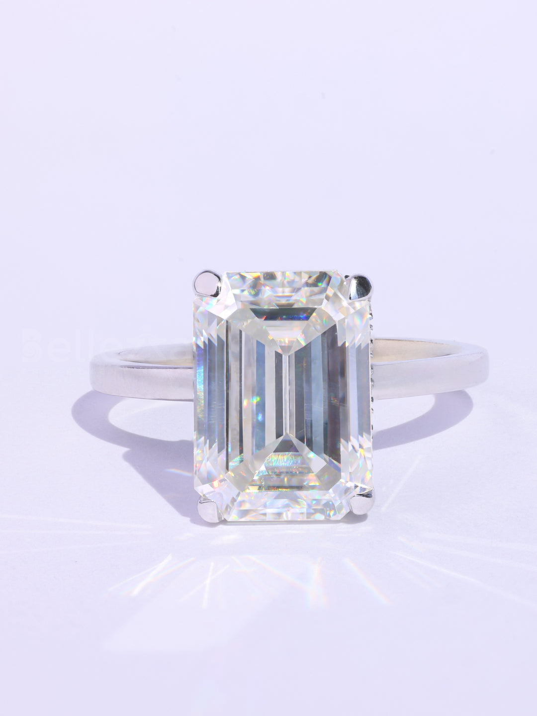 1.50CT Emerald Cut Hidden Halo Moissanite Engagement RIng