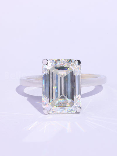 1.50CT Emerald Cut Hidden Halo Moissanite Engagement RIng