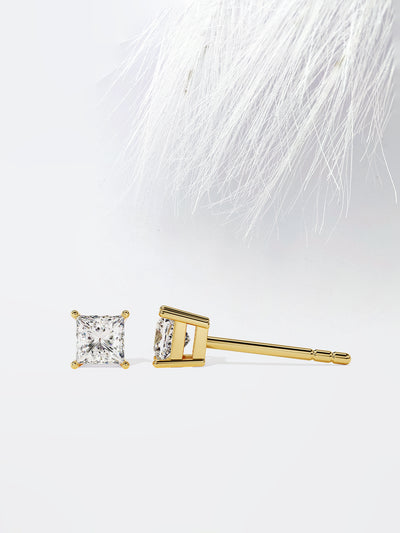 Princess Cut Solitaire Moissanite Stud Diamond Earrings For Women