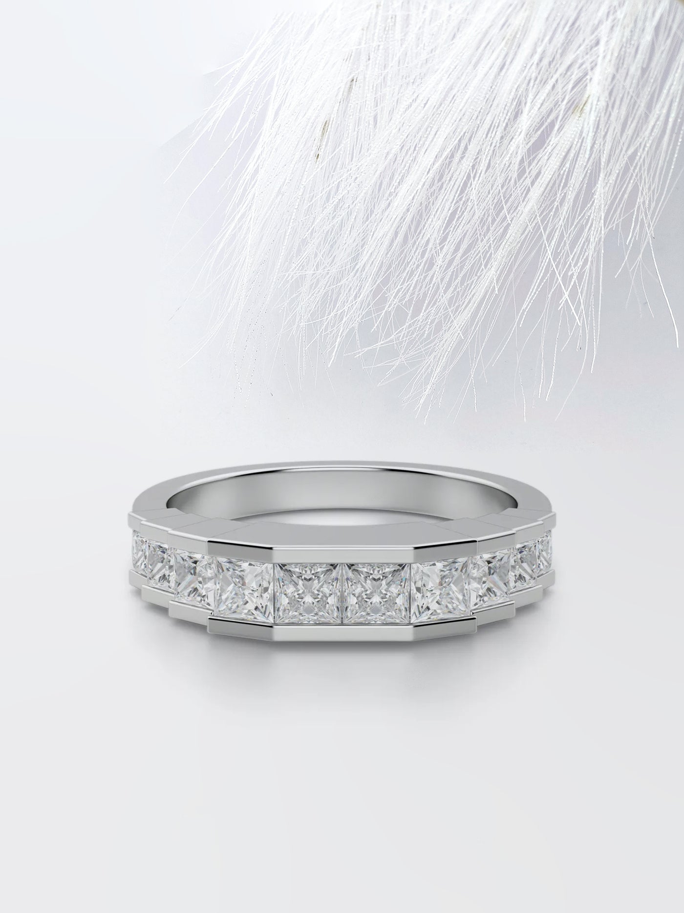 Princess Cut Channel Diamond Wedding Band For Her