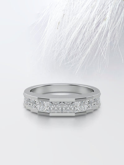 Princess Cut Channel Diamond Wedding Band For Her