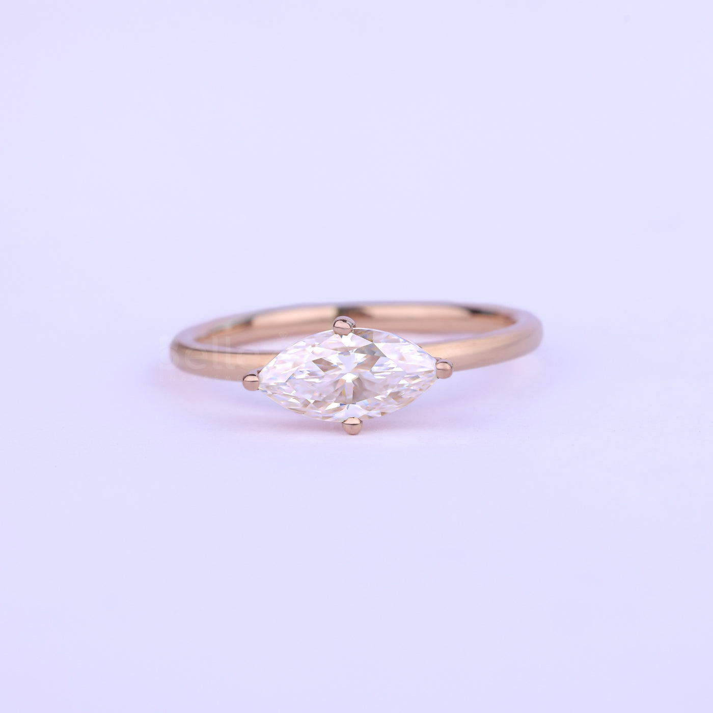 0.75CT East-West Marquise Cut Minimalis Solitaire Engagement Ring