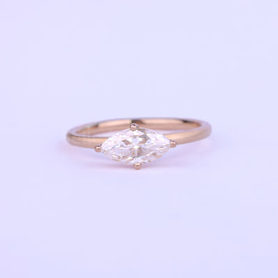 0.75CT East-West Marquise Cut Minimalis Solitaire Engagement Ring