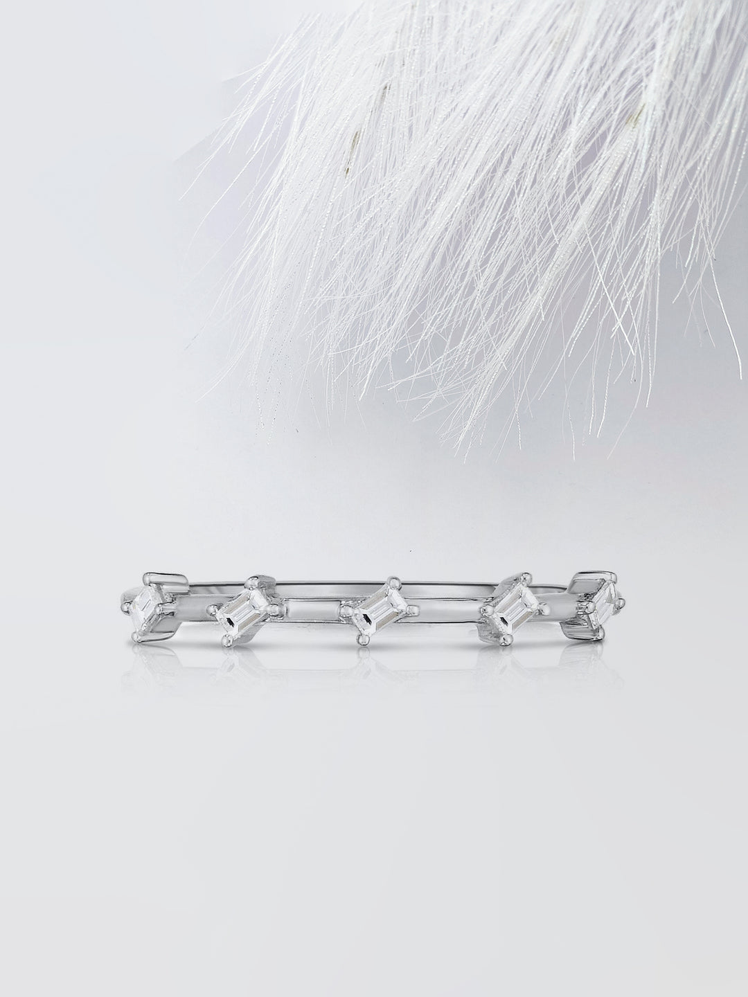 Baguette Cut Half Eternity Diamond Wedding Band For Women