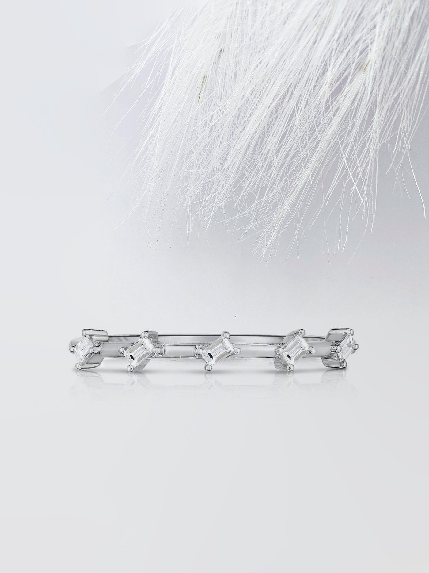 Baguette Cut Half Eternity Diamond Wedding Band For Women