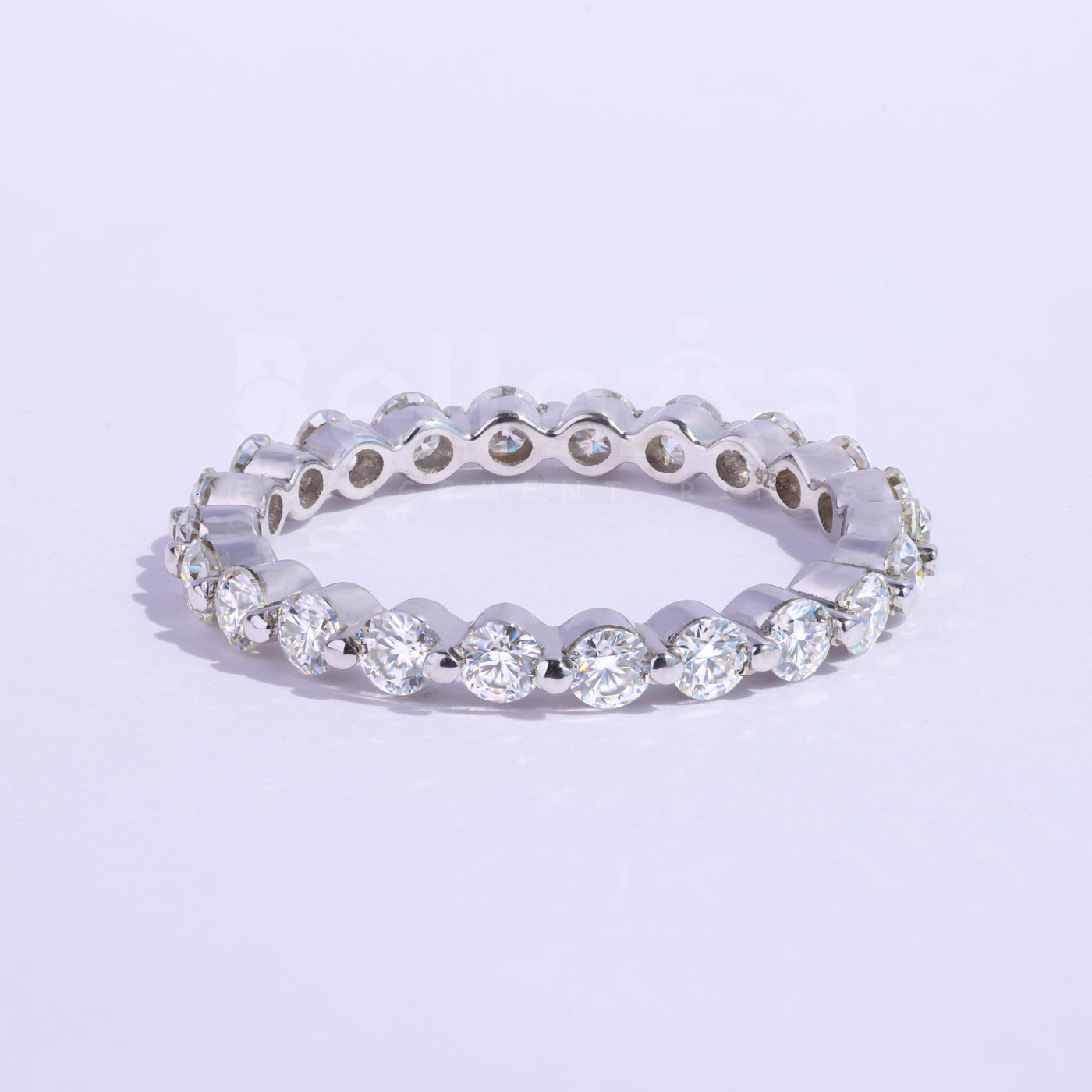 Round Brilliant Bubble Prong Moissanite Wedding Band - Ready to Ship