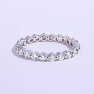 Round Brilliant Bubble Prong Moissanite Wedding Band - Ready to Ship
