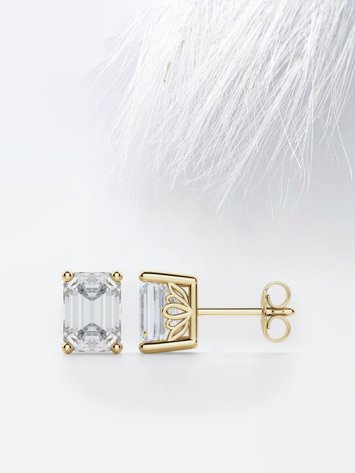 1.0CT Emerald Cut Stud Moissanite Diamond Earrings For Women
