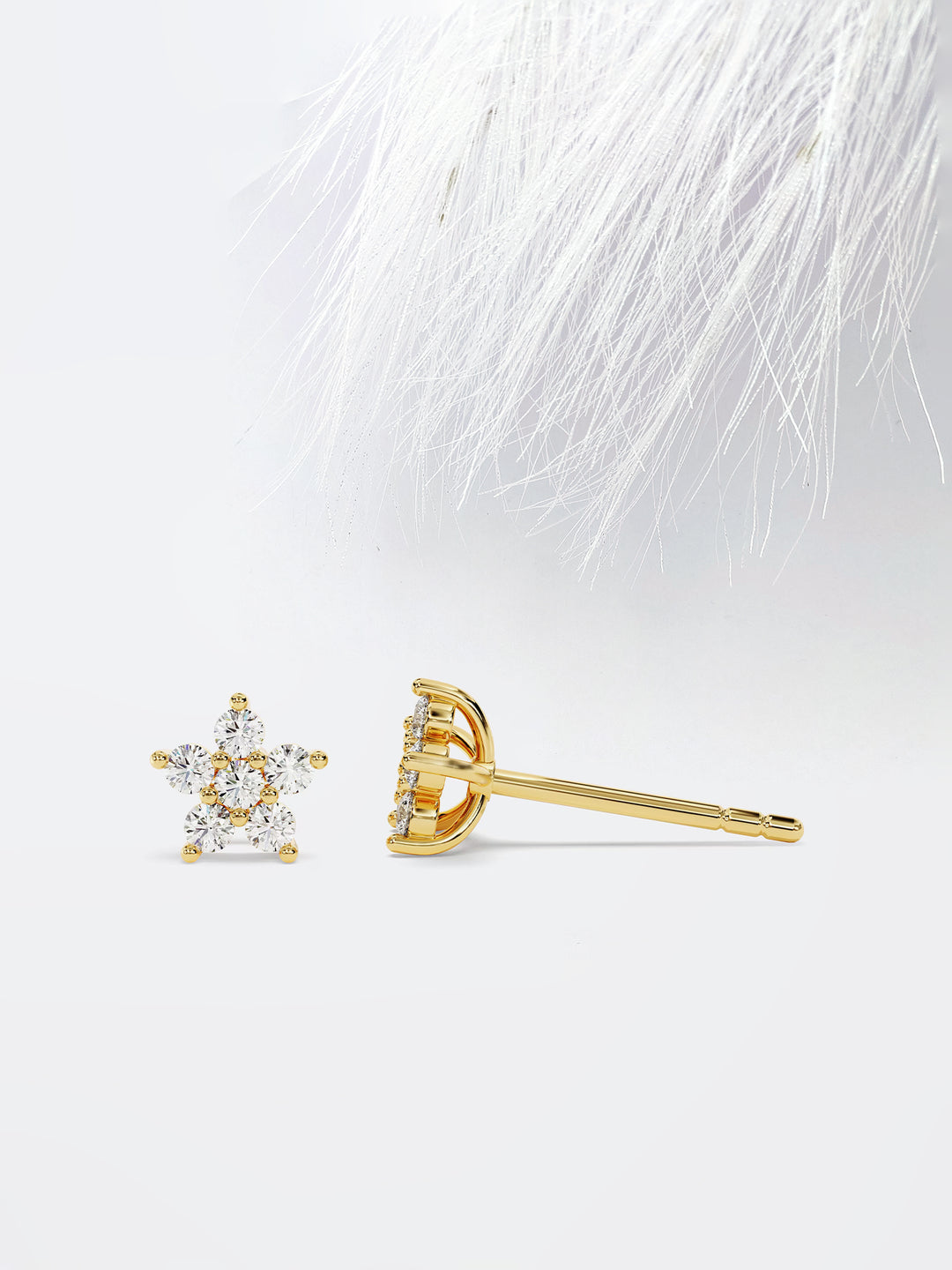 Round Cut Flower Moissanite Stud Diamond Earrings For Women