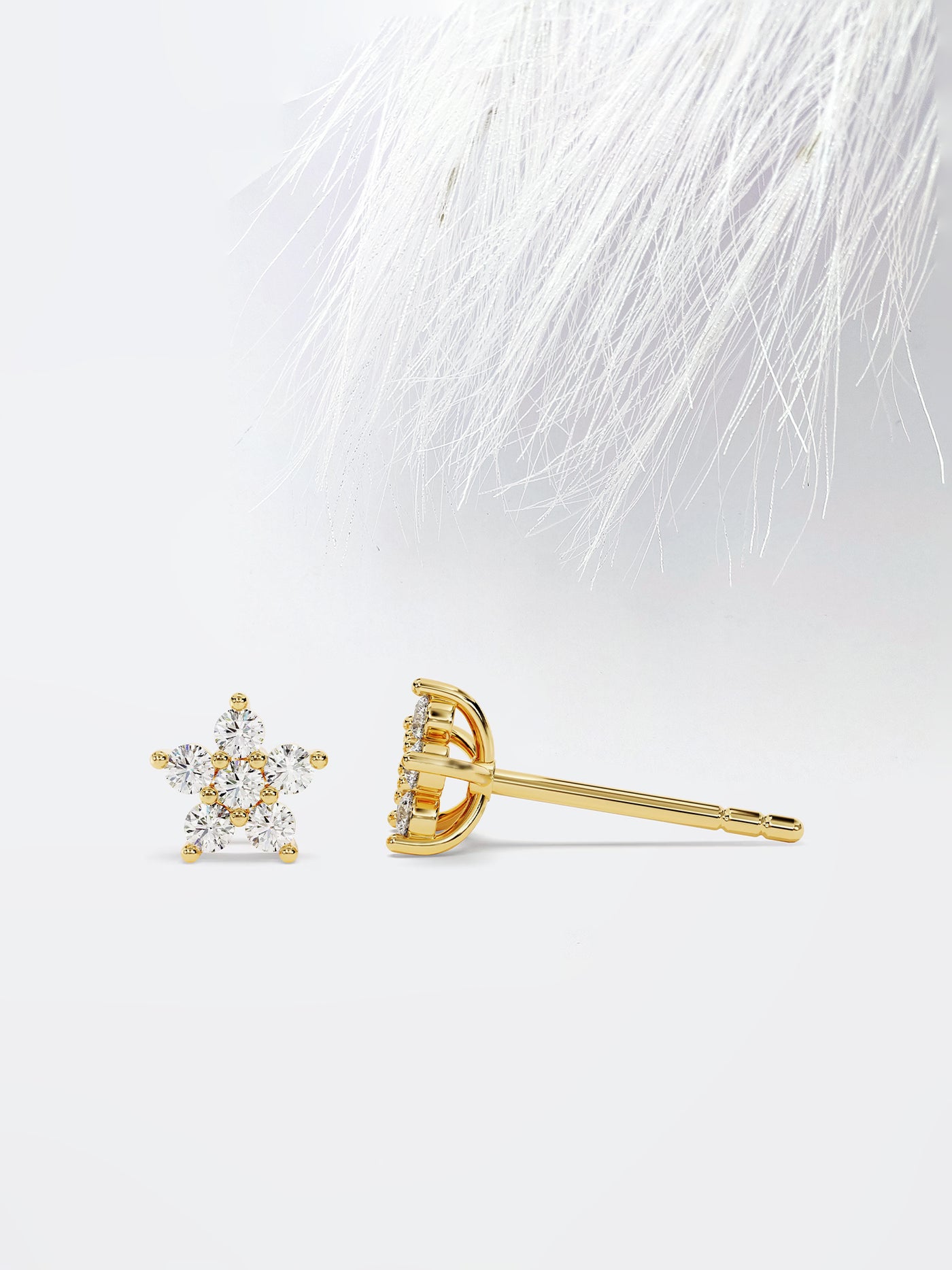 Round Cut Flower Moissanite Stud Diamond Earrings For Women