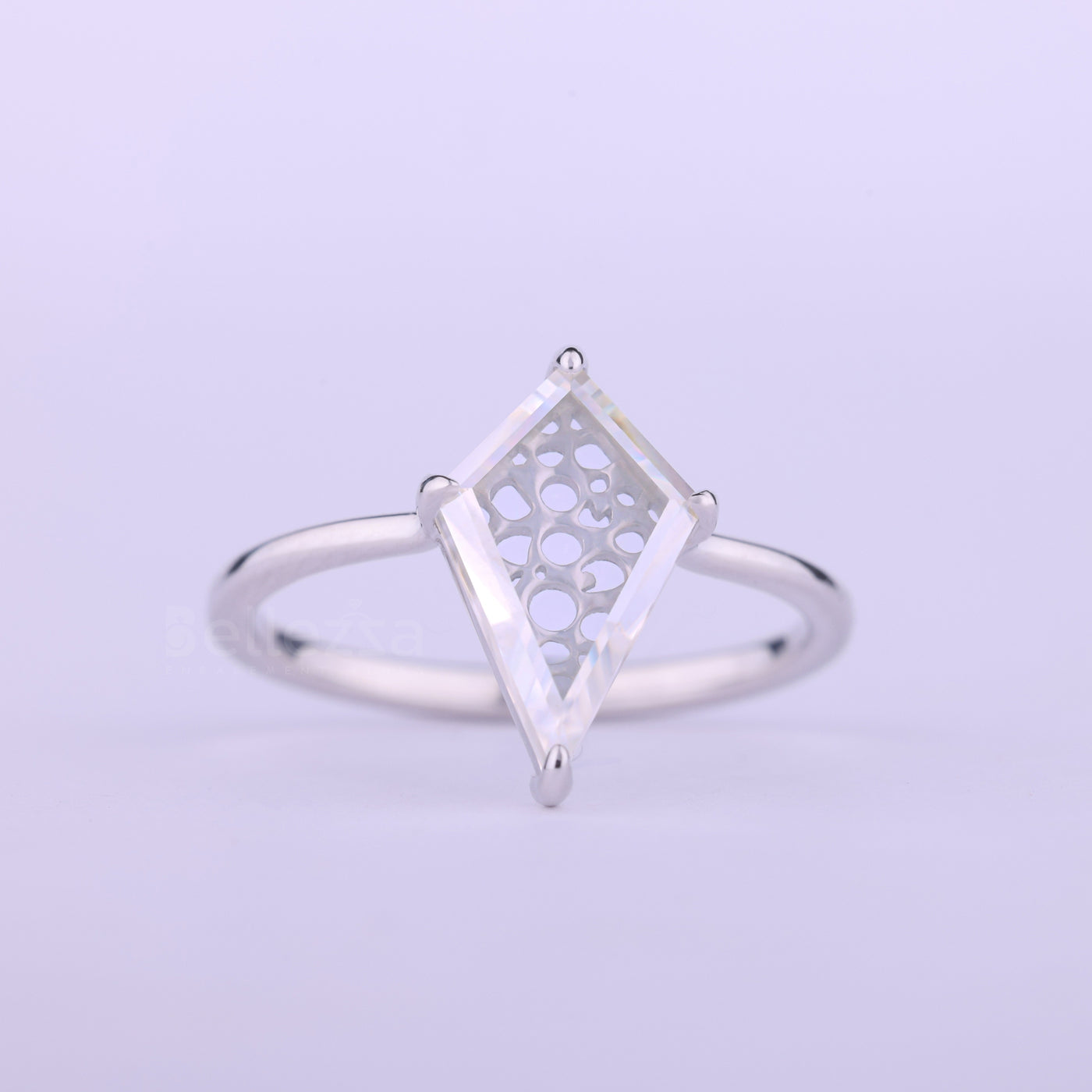 1.0CT Kite Cut Diamond Solitaire Moissanite Engagement Ring