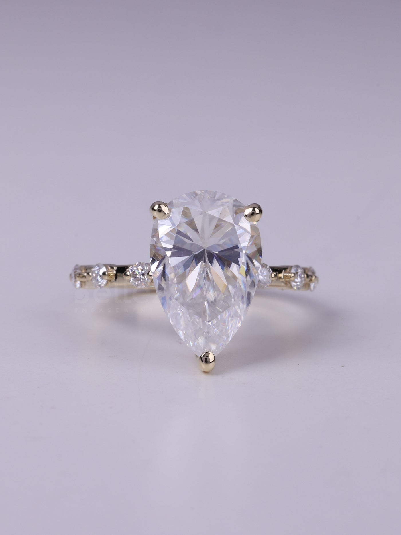 2.50CT Pear cut Pave Setting Moissanite Diamond Engagement Ring