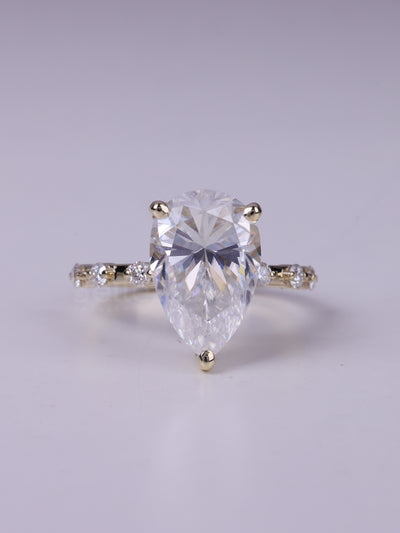 2.50CT Pear cut Pave Setting Moissanite Diamond Engagement Ring