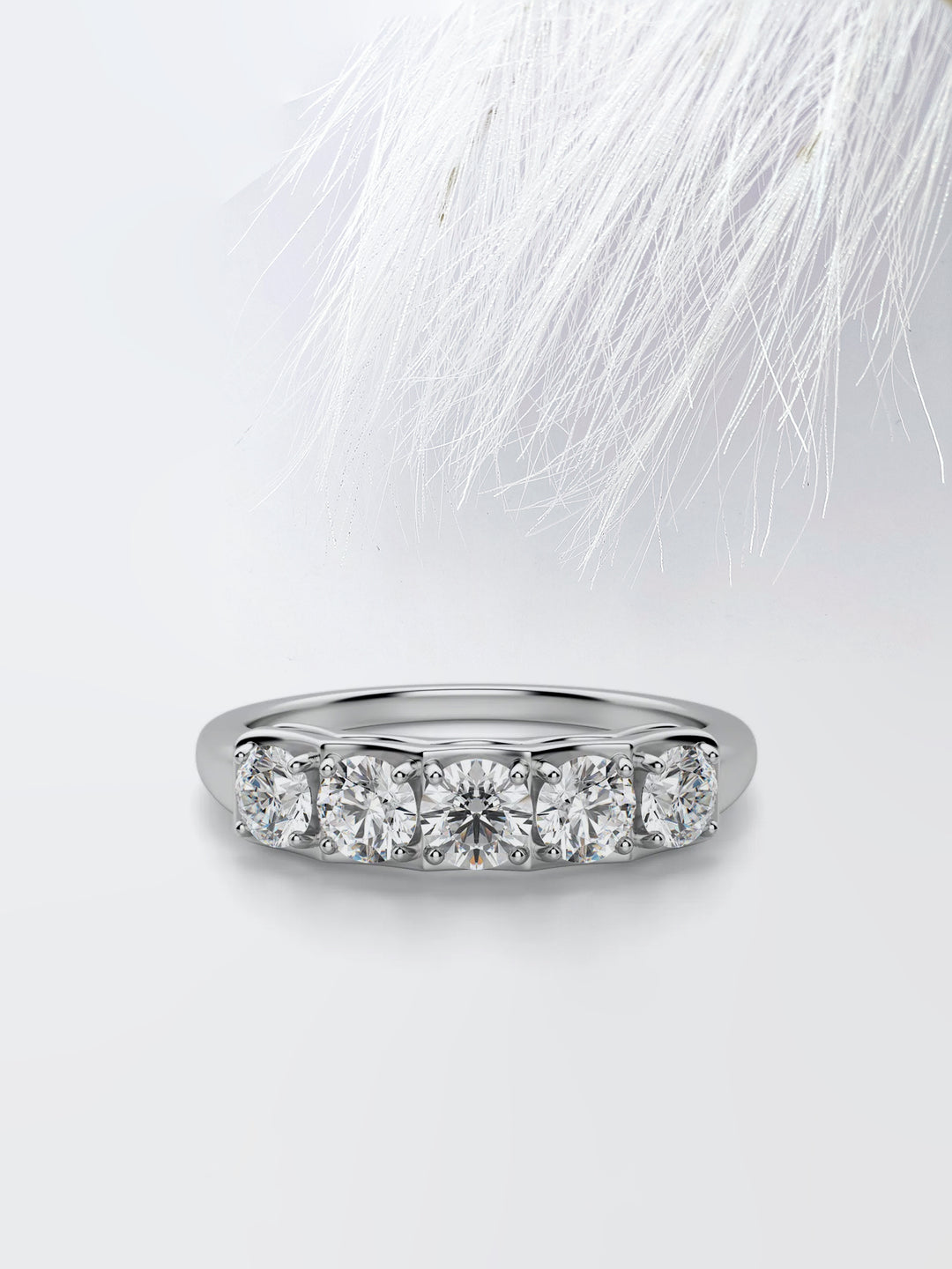 Round Cut Five Stone Wedding Band For Women