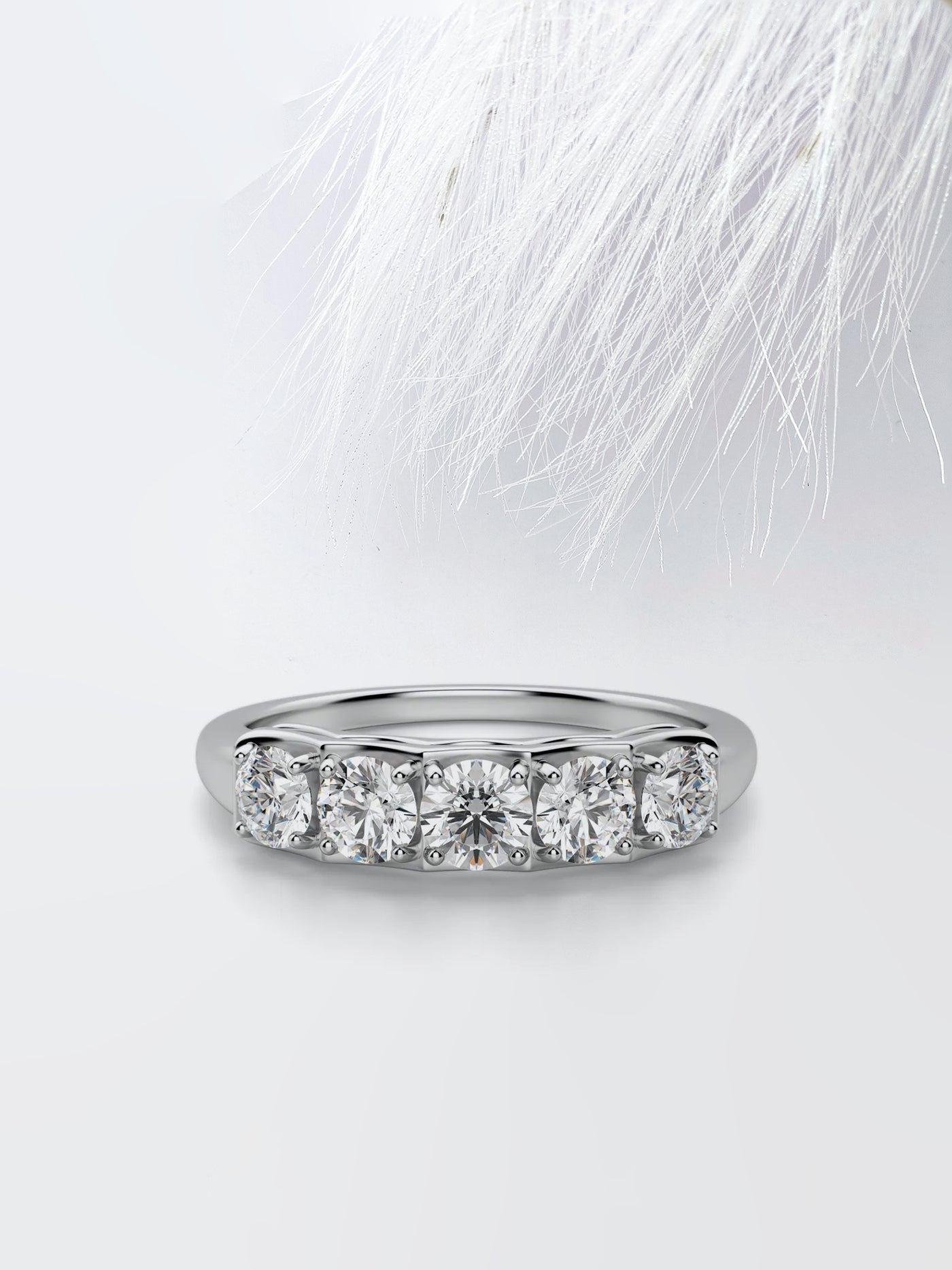 Round Cut Five Stone Wedding Band For Women