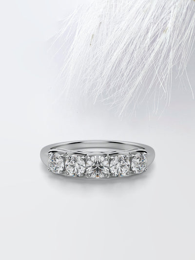 Round Cut Five Stone Wedding Band For Women