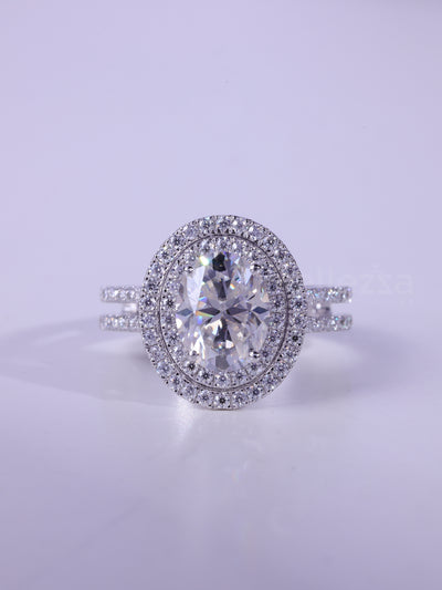1.50CT Oval Cut Double Halo Moissanite Engagement Ring