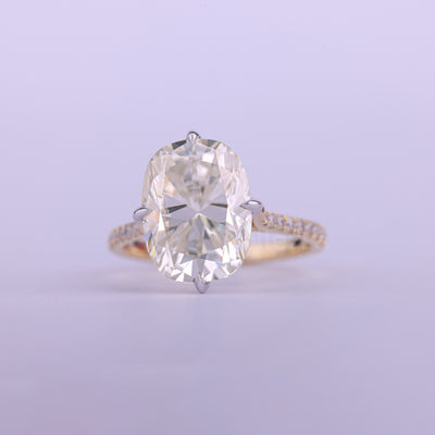 2.0CT Elongated Cushion Cut Hidden Halo Engagement Ring