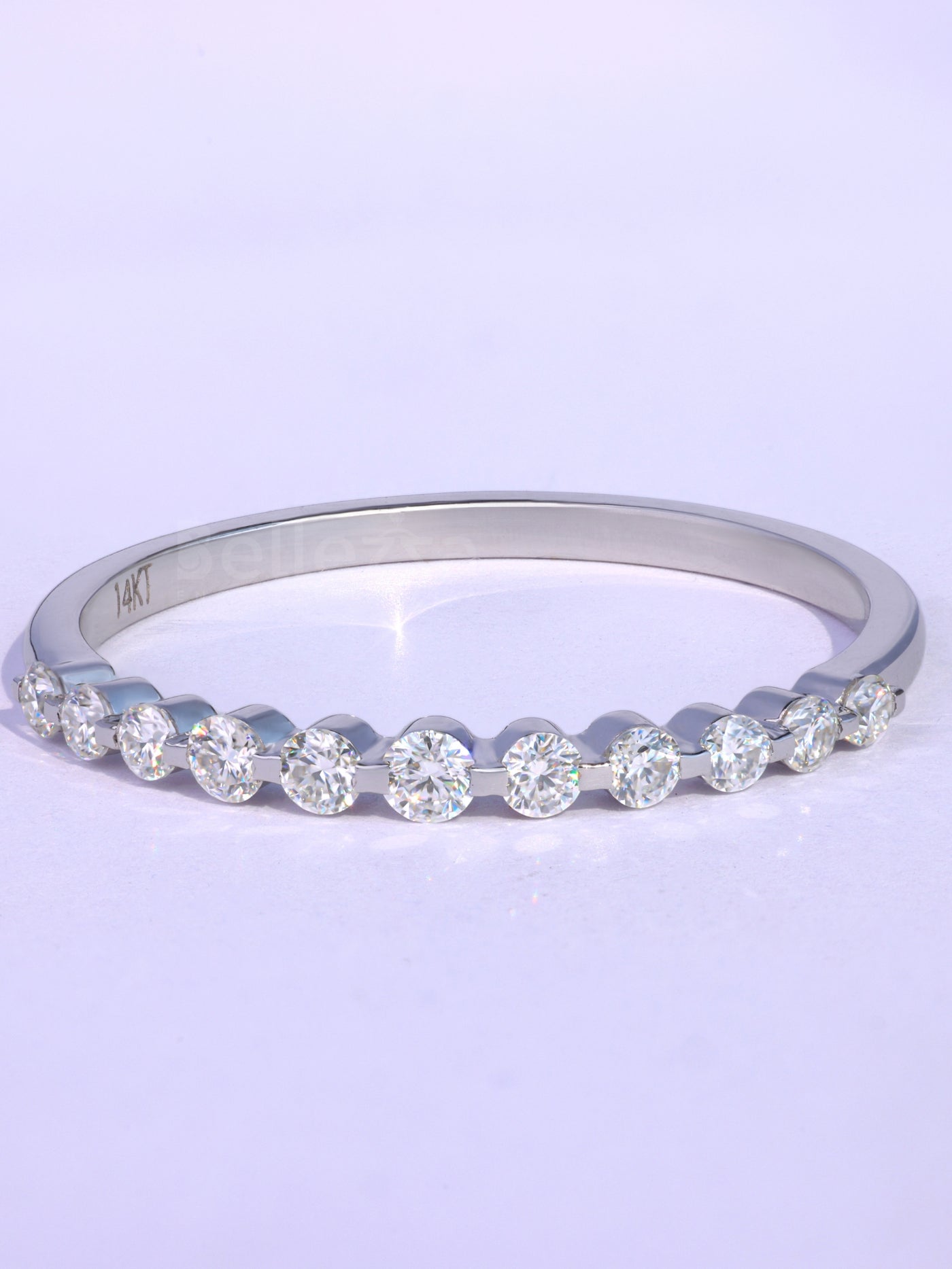 Round Cut Half Eternity Moissanite Wedding Band For Her