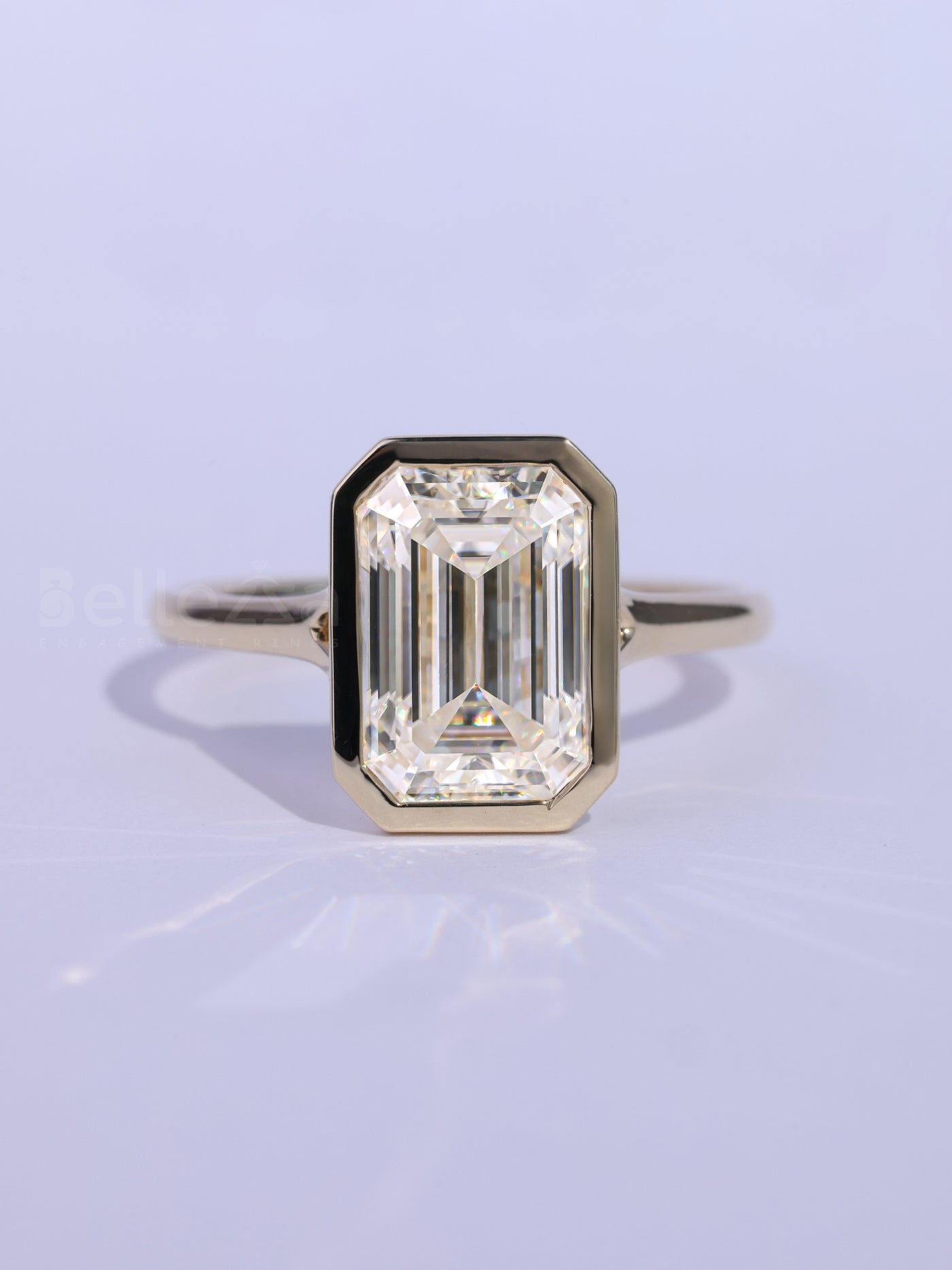 1.50CT Emerald Cut Bezel Setting Moissanite Engagement Ring