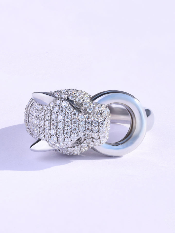 Round Cut Cluster Diamond Lion Face Moissanite Men's Ring