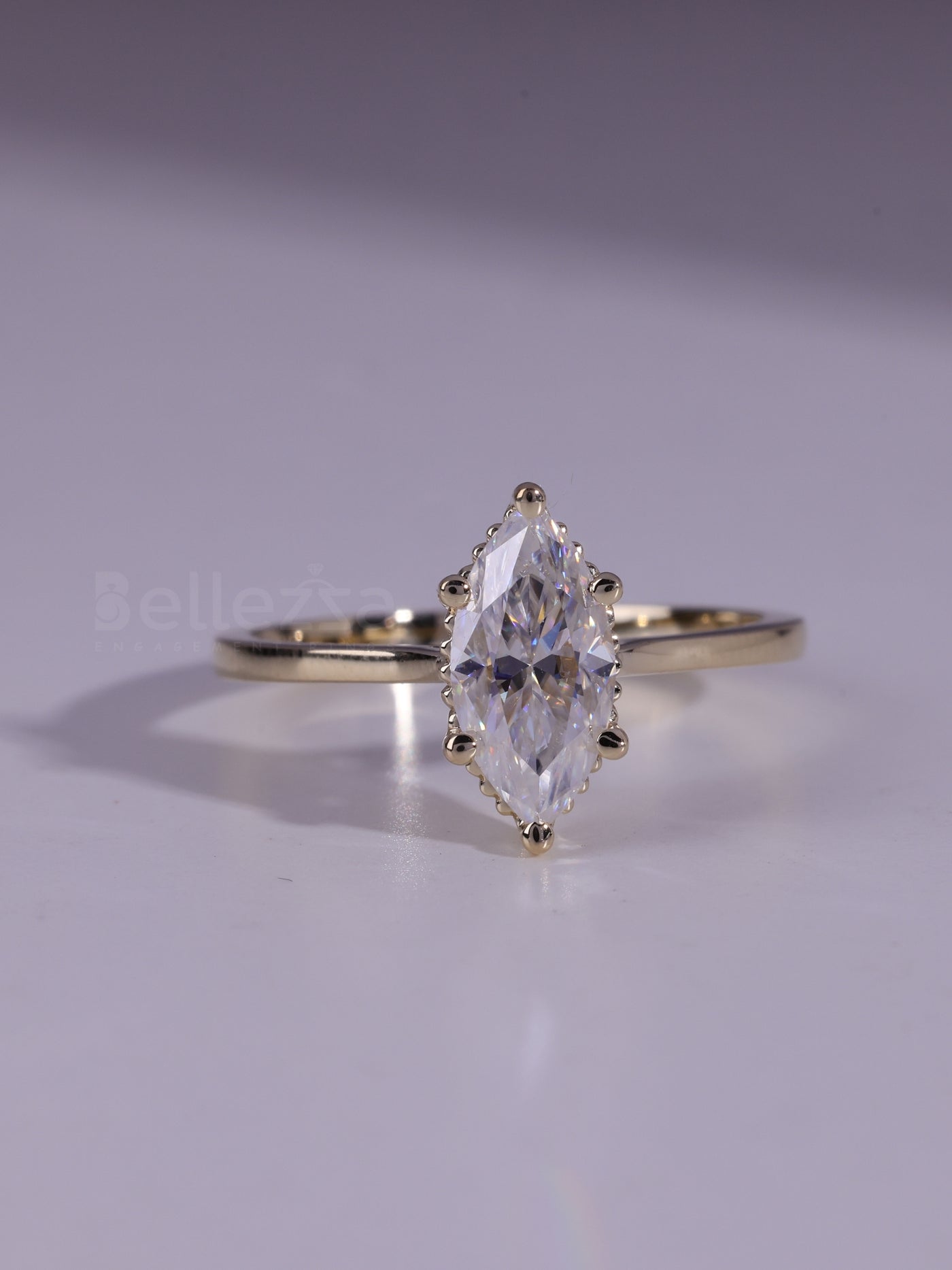 2.0CT Marquise Cut Solitaire Moissanite Engagement Ring