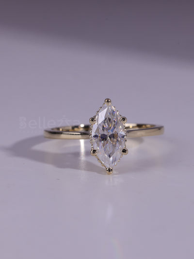 2.0CT Marquise Cut Solitaire Moissanite Engagement Ring