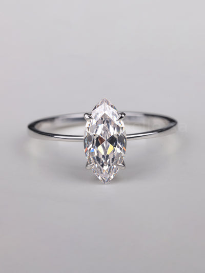 1.0CT Marquise Cut Solitaire Moissanite Engagement Ring
