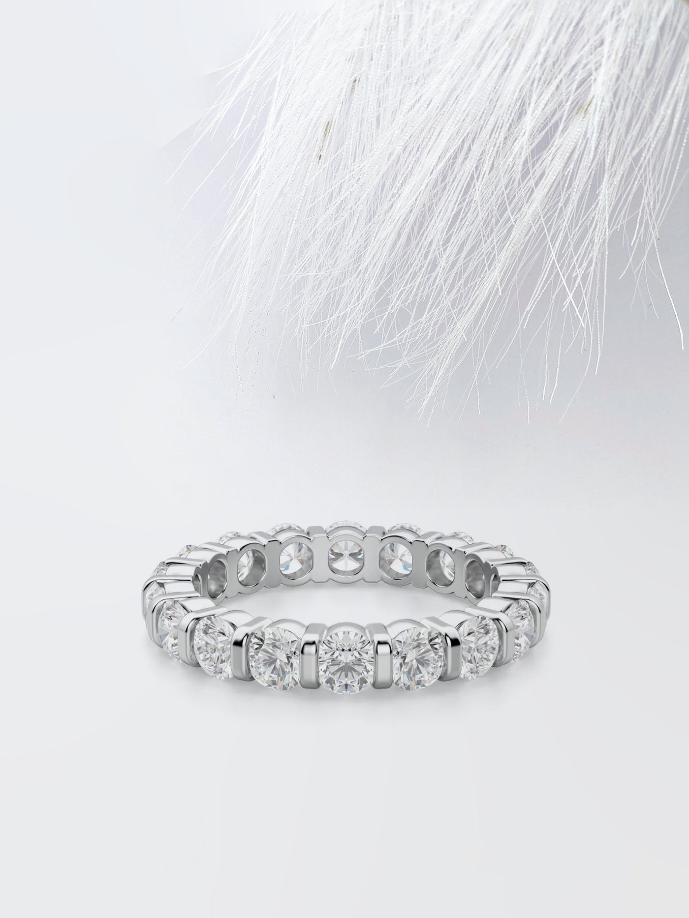 Round Cut Bar Set Diamond Wedding Band For Women