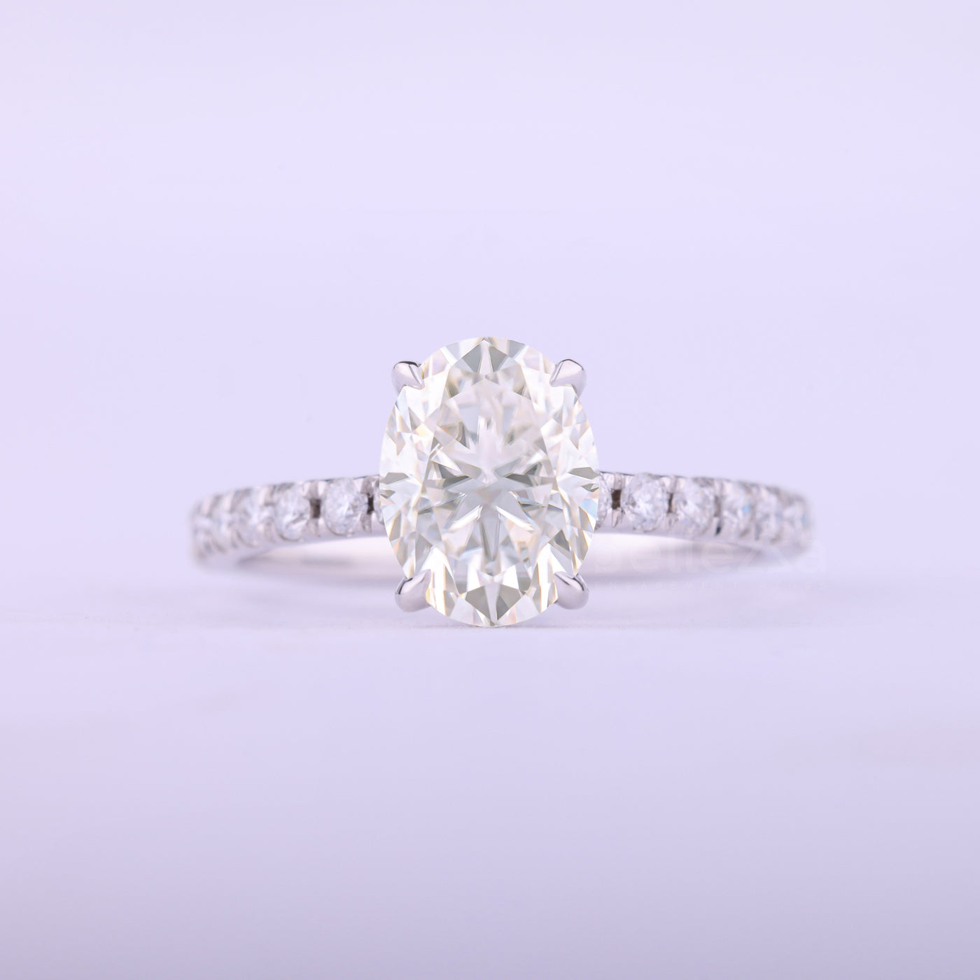 1.0CT Oval Cut Pave Setting Moissanite Engagement Ring