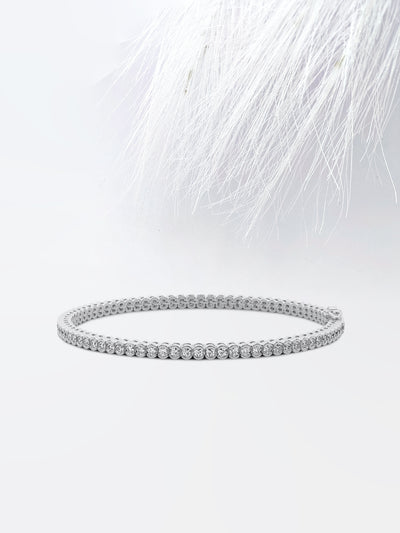 3.0ct Round Cut Half Bezel Moissanite Tennis Diamond Bracelet 14k White Gold